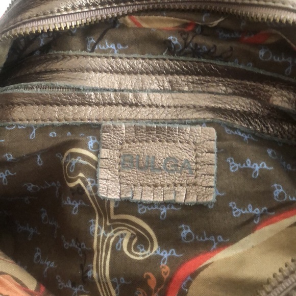 BULGA Shoulder Quality Leather Bag! Metallic Brass Color! Multiple Compartments! - Picture 12 of 16